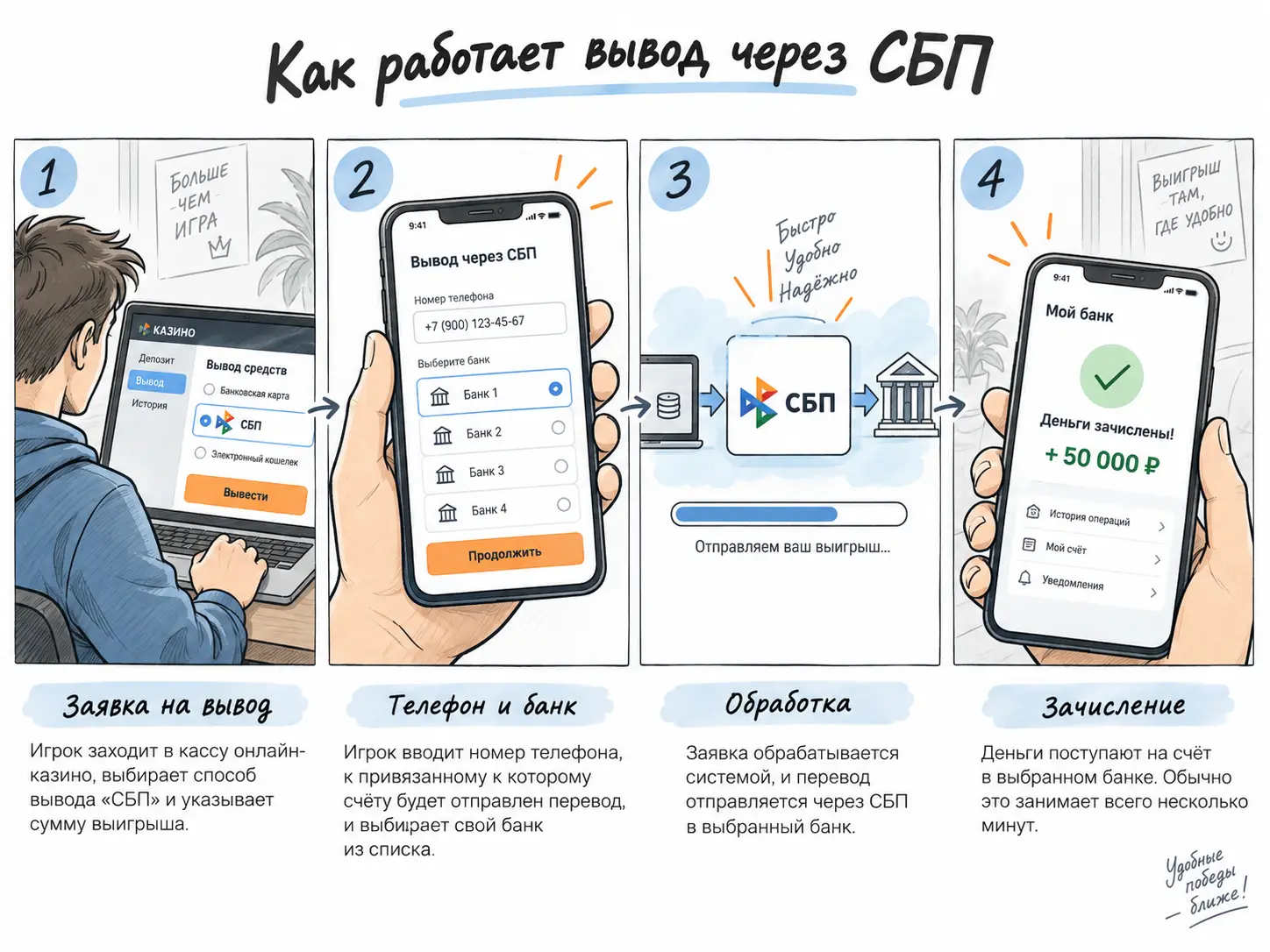 Как работает вывод выигрыша из казино через СБП